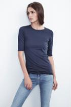 Velvet Clothing Amira 1/2 Sleeve Gauzy Whisper Tee-bluestone-gzywhsnov