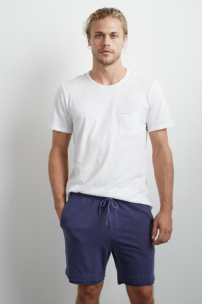 Velvet Men Reed Drawstring Lightweight Terry Shorts-denim-lt/terry