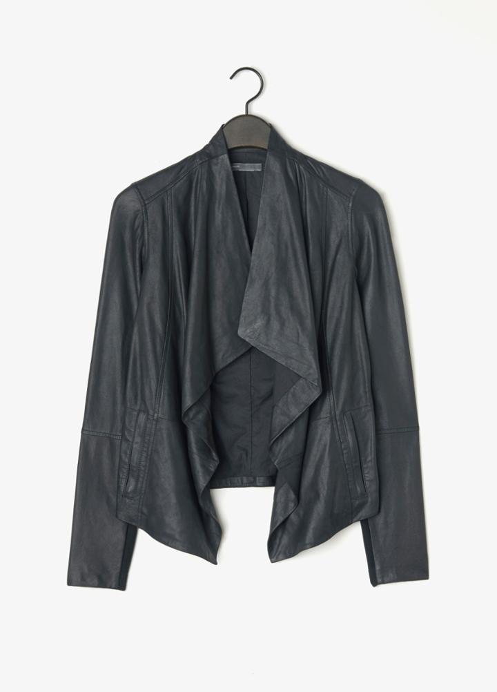 Vince Drape Front Feather Leather Jacket