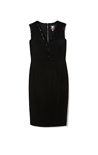 Vince Camuto Vince Camuto Embellished Neckline Cocktail Sheath