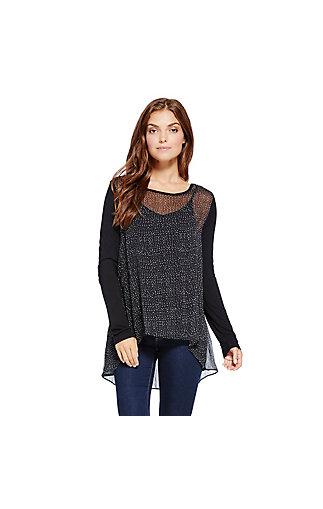 Vince Camuto Two By Vince Camuto Dreamy Touches Sheer High Low Tunic