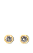 Vince Camuto Louise Et Cie Grey Glass Pearl Framed Stud Earrings