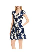 Vince Camuto Floral-embroidered Fit & Flare Dress
