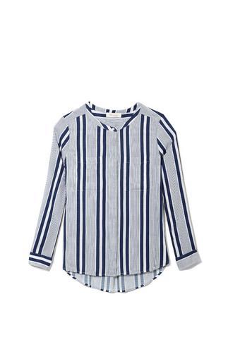 Two By Vince Camuto Collarless Striped Shirt