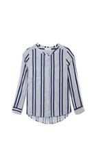 Two By Vince Camuto Collarless Striped Shirt