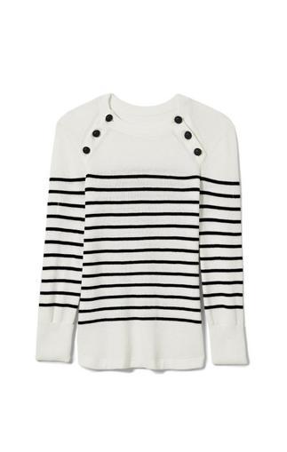 Vince Camuto Striped Button-shoulder Sweater