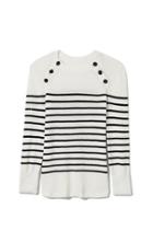 Vince Camuto Striped Button-shoulder Sweater