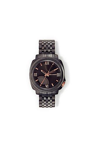 Vince Camuto Vince Camuto The Veteran Ridged Bezel Black Watch