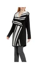 Vince Camuto Funnel-collar Striped Coat
