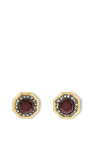Vince Camuto Louise Et Cie Wine Crystal Octagon Stud Earrings