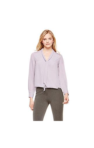 Vince Camuto Vince Camuto Purple Wrap Front Tie Neck Blouse