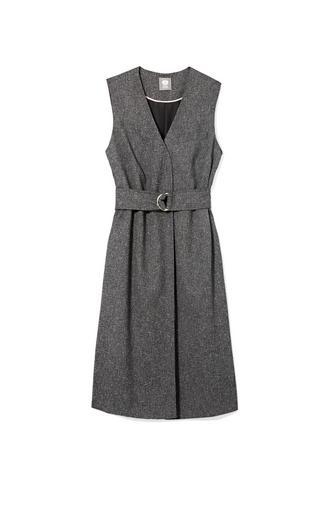 Vince Camuto Tweed Belted Long Vest