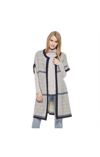 Vince Camuto Two By Vince Camuto Short Sleeve Plaid Sweater Coat