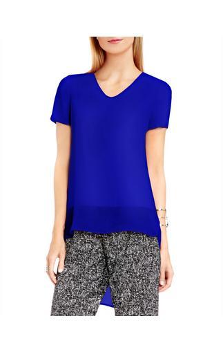 Vince Camuto Chiffon-overlay Shirttail Blouse