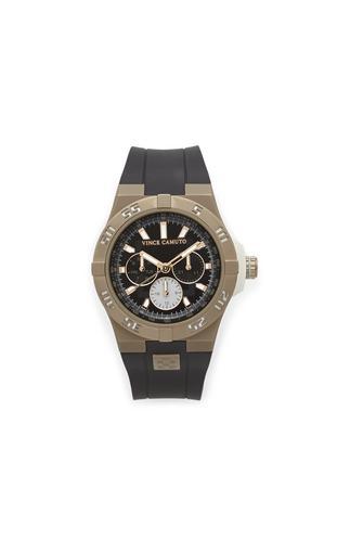Vince Camuto Vince Camuto The Master Black & Khaki Silicone Watch