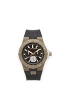 Vince Camuto Vince Camuto The Master Black & Khaki Silicone Watch