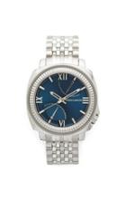 Vince Camuto Vince Camuto The Veteran Silver-tone & Navy Ridged Bezel Watch