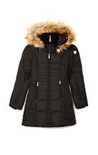 Vince Camuto Vince Camuto Faux Fur Hood Linear Quilted Down Coat