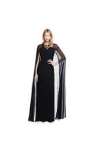 Vince Camuto Vince Camuto Jeweled Neck Chiffon Cape Gown