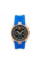 Vince Camuto Vince Camuto The Traveler Blue Ribbed Silicone Watch