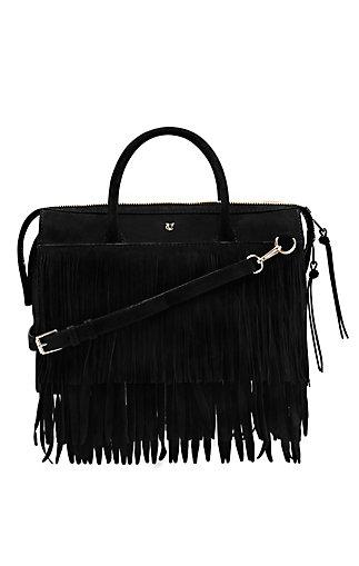 Vince Camuto Vc Signature Kilty- Structured Suede Fringe Satchel