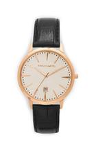 Vince Camuto Vince Camuto Classic Leather Black & Rosegold Watch