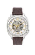 Vince Camuto Exposed Automatic Leather Band Watch