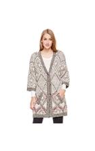 Vince Camuto Two By Vince Camuto Three-quarter Sleeve Button-down Diamond Caridgan