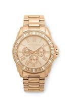 Vince Camuto Vince Camuto Rose Gold-tone Baguette Crystal Dress Watch