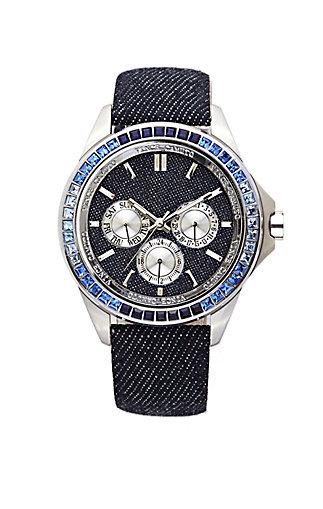 Vince Camuto Vince Camuto Denim Strap Blue Crystal Bezel Watch