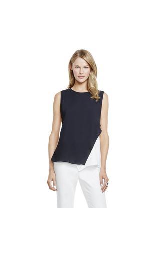 Vince Camuto Two By Vince Camuto Two-tone Crossover Blouse