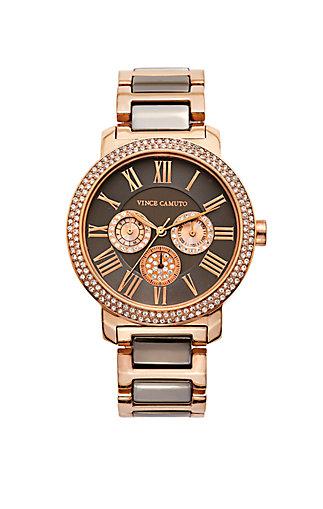 Vince Camuto Vince Camuto Pave Bezel Two-tone Link Watch