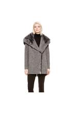 Vince Camuto Vince Camuto Grey Ribbed Faux Fur Hooded Coat