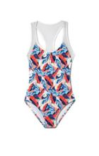 Vince Camuto Mesh-detail Printed One-piece Swimsuit