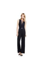 Vince Camuto Vince Camuto Mesh Inset Rhinestone Belted Jumpsuit