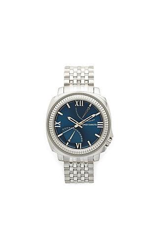 Vince Camuto Vince Camuto The Veteran Ridged Bezel Silver-tone And Navy Watch
