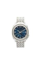Vince Camuto Vince Camuto The Veteran Ridged Bezel Silver-tone And Navy Watch