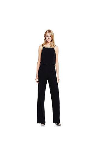 Vince Camuto Vince Camuto Beaded Neckline Pleated Jumpsuit