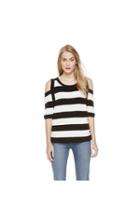 Vince Camuto Two By Vince Camuto Striped Cold Shoulder Sweater
