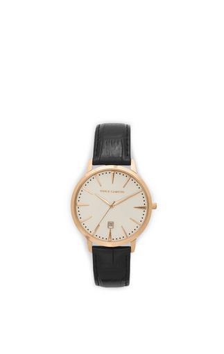 Vince Camuto Vince Camuto Classic Leather Black & Rose Gold-tone Watch