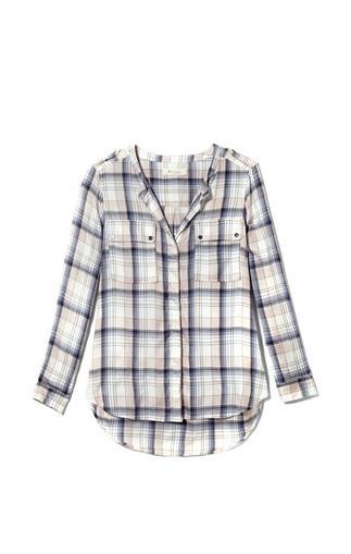 Two By Vince Camuto Collarless Plaid Utility Shirt