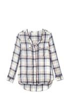 Two By Vince Camuto Collarless Plaid Utility Shirt