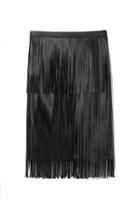 Vince Camuto Faux Leather Fringed Skirt