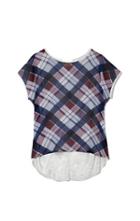 Two By Vince Camuto Plaid Mixed-material Tee