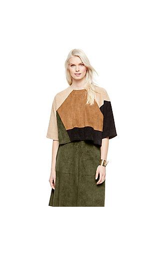 Vince Camuto Vince Camuto Color Block Faux Suede Shirt