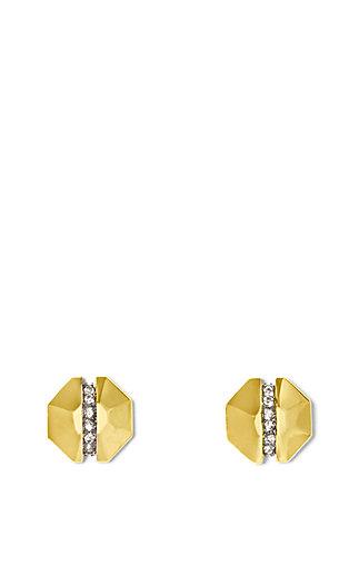 Vince Camuto Louise Et Cie Crystal Stripe Gold Octagon Stud Earrings