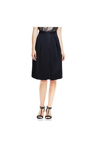 Vince Camuto Vince Camuto Black Scuba Pleated Midi Skirt