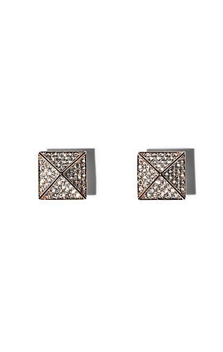 Vince Camuto Vince Camuto Rose Gold-tone Pyramid Pave Stud Earrings
