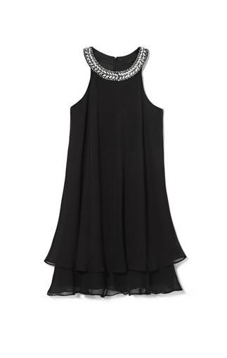 Vince Camuto Jeweled-neckline Trapeze Dress