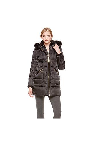 Vince Camuto Vince Camuto Faux Fur Hood Double Layer Down Coat